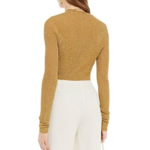 🥳🥂5 X HP🥂🥳 LANVIN METALLIC RIBBED-KNIT CARDIGAN IN GOLD - Picture 3 of 11